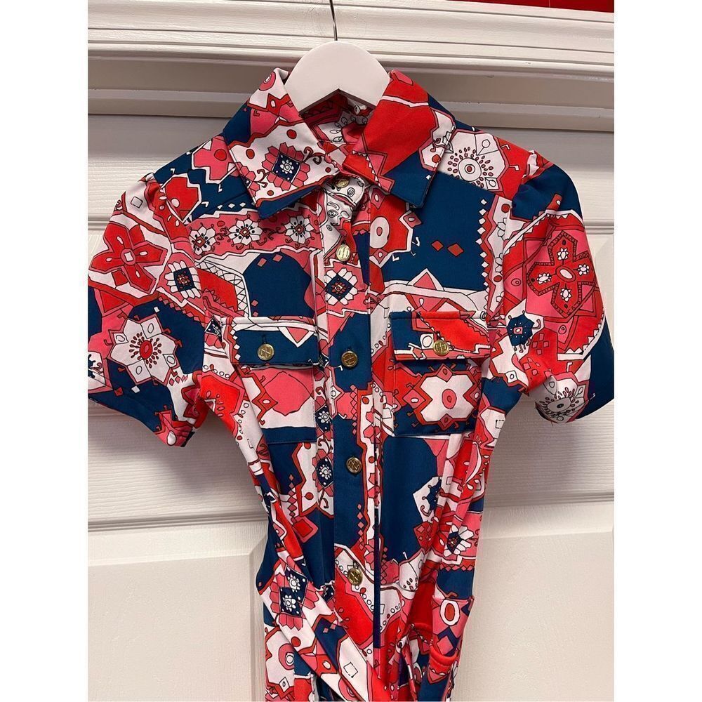 Tracy Negoshian Payton Belted Shirt Dress in Doodle in Bloom sz L NWT